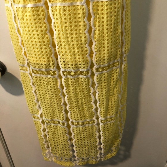 Size small lace trim midi yellow boho dress mod style - Picture 4 of 8